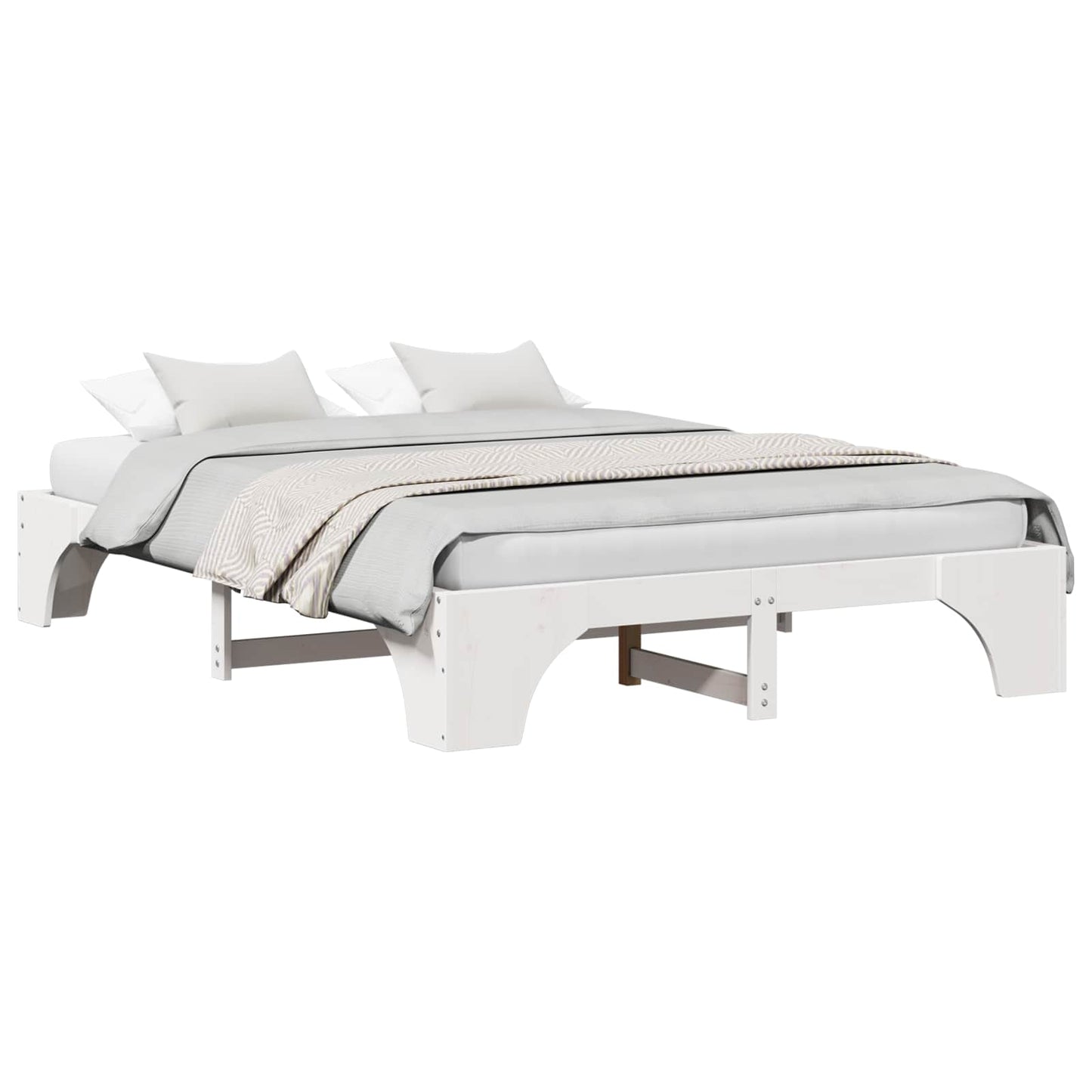 Bed Frame White 140 x 200 cm Solid Pine Wood