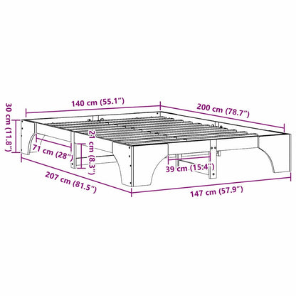 Bed Frame White 140 x 200 cm Solid Pine Wood