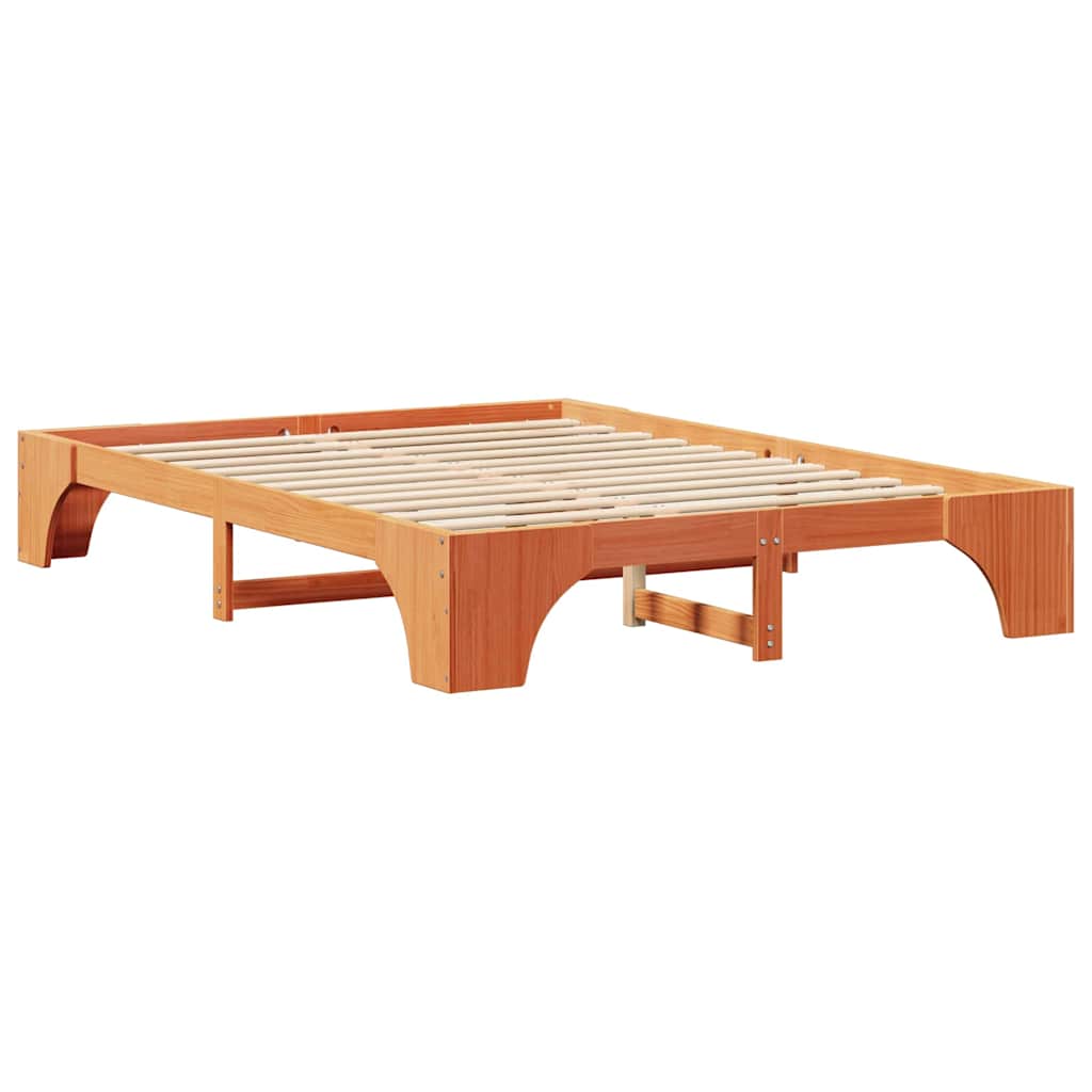 Bed Frame Wax Brown 140 x 200 cm Solid Pine Wood