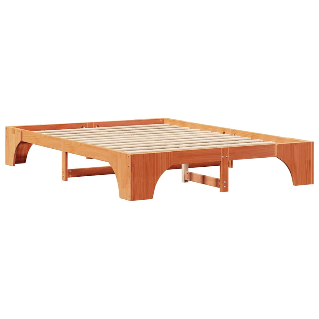 Bed Frame Wax Brown 140 x 200 cm Solid Pine Wood