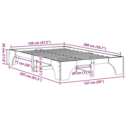 Bed Frame Natural 120 x 200 cm Solid Pine Wood