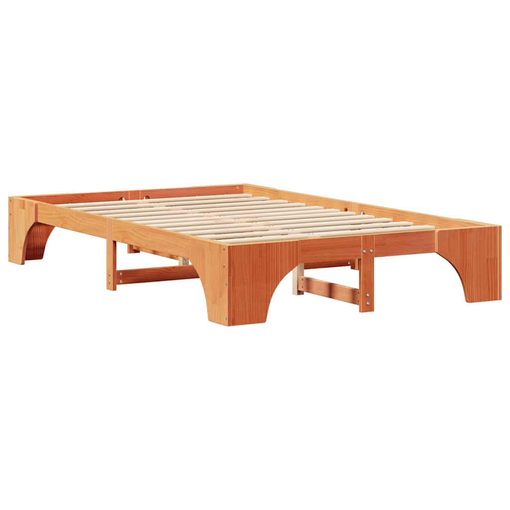 Bed Frame Wax Brown 120 x 200 cm Solid Pine Wood