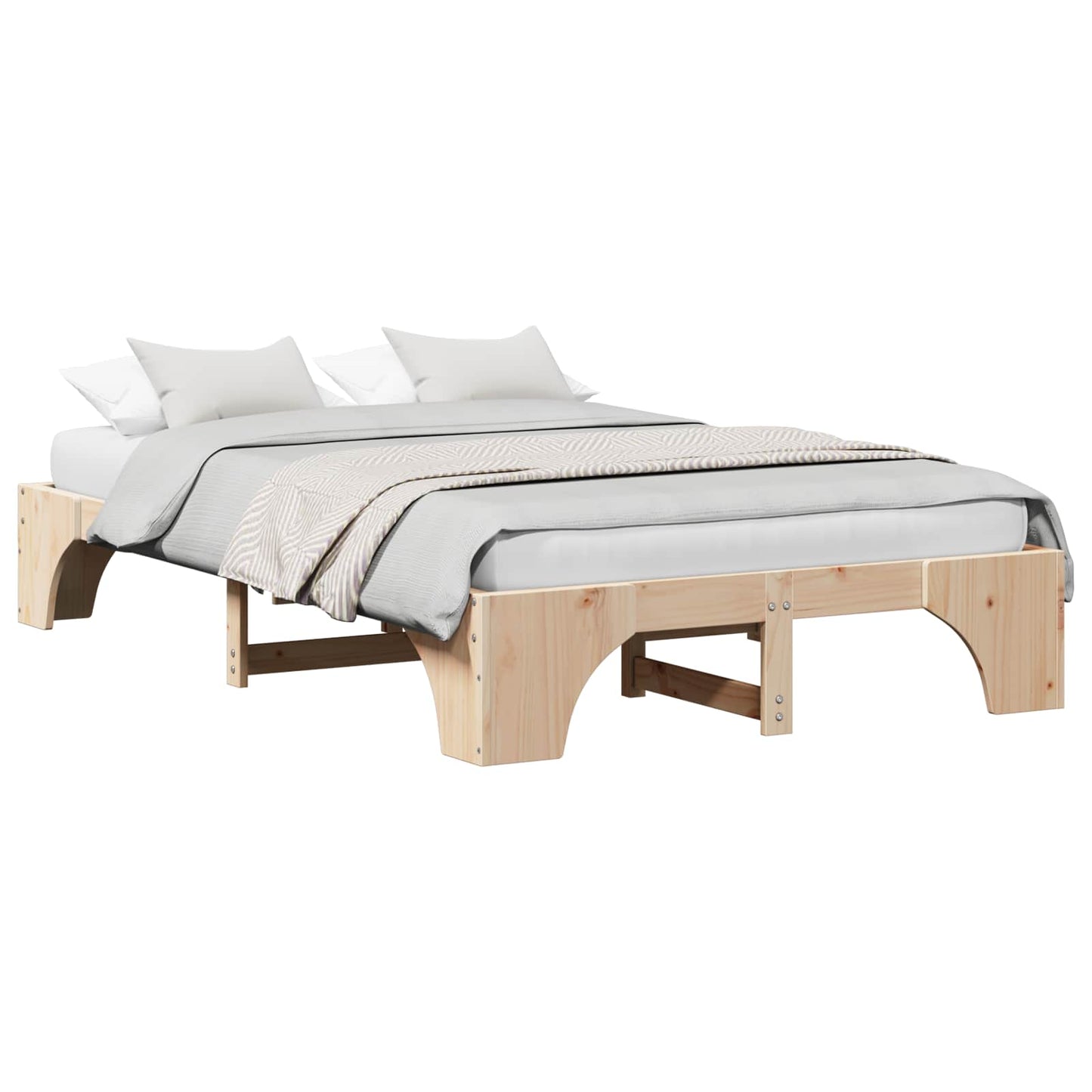 Bed Frame Natural 140 x 190 cm Solid Pine Wood