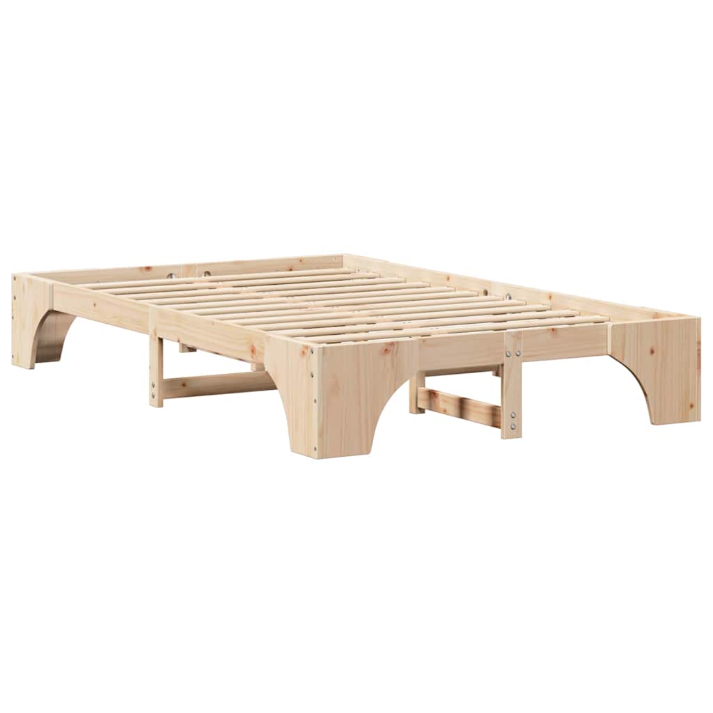 Bed Frame Natural 140 x 190 cm Solid Pine Wood