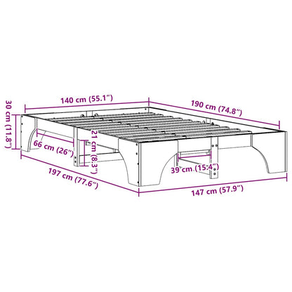 Bed Frame Natural 140 x 190 cm Solid Pine Wood
