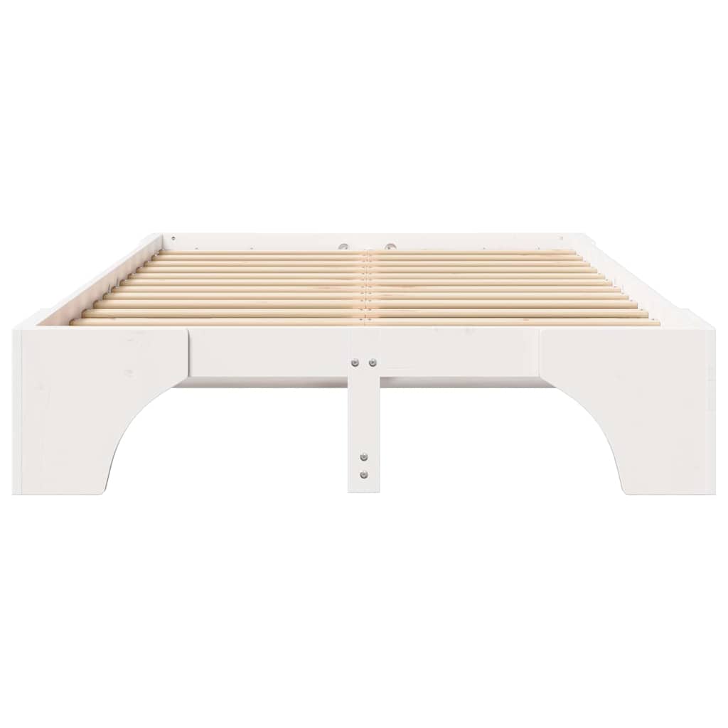 Bed Frame White 135 x 190 cm Solid Pine Wood
