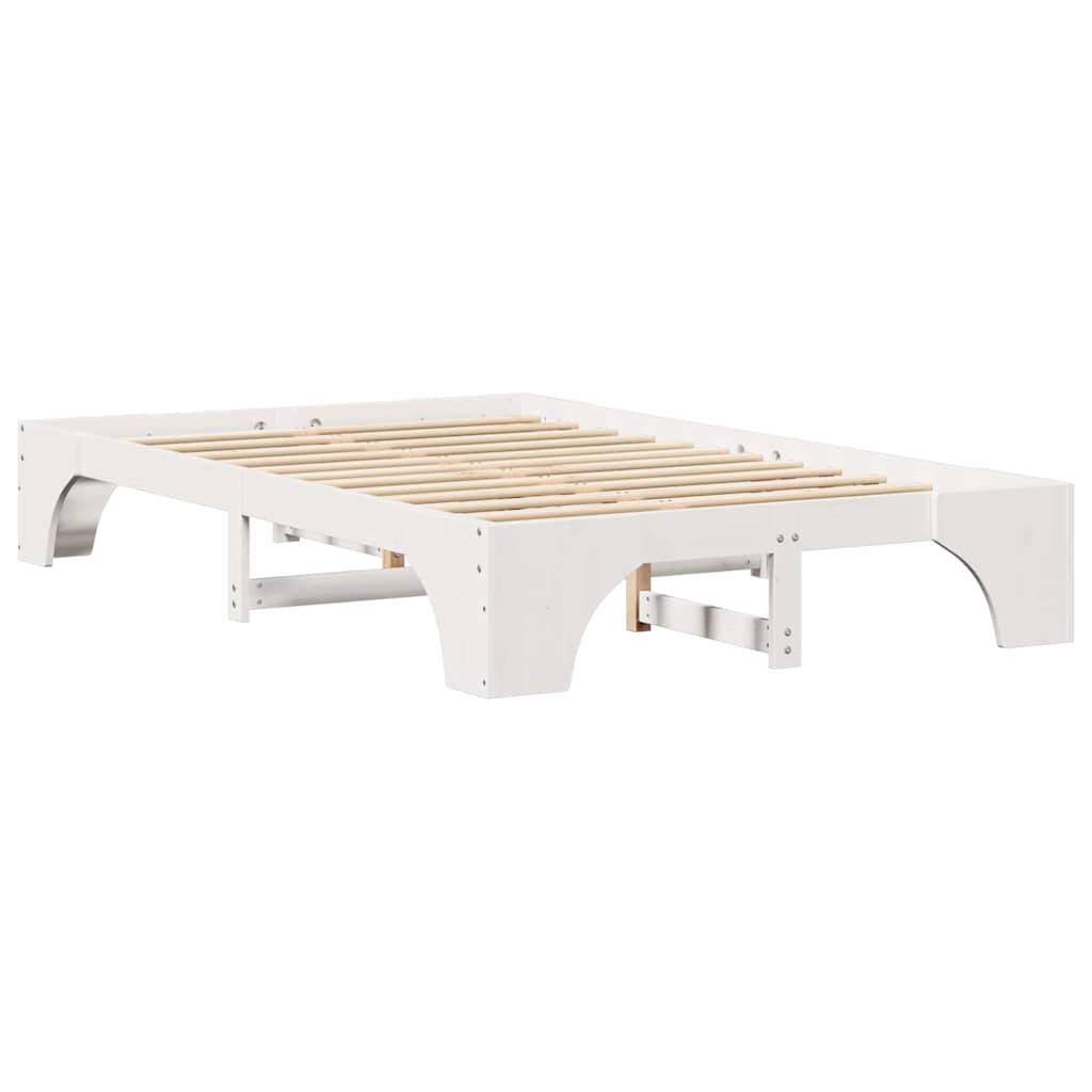 Bed Frame White 120 x 190 cm Solid Pine Wood