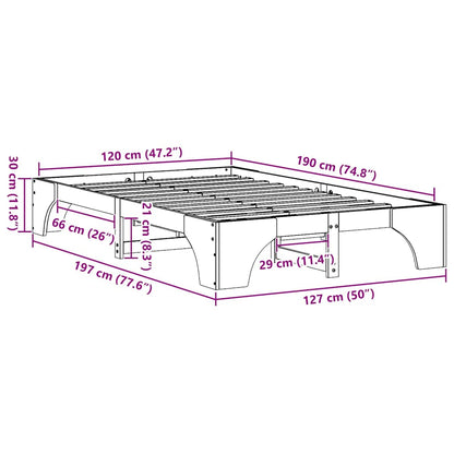 Bed Frame White 120 x 190 cm Solid Pine Wood