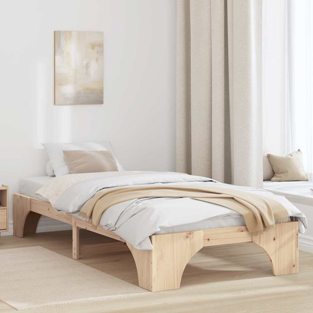 Bed Frame Natural 100 x 200 cm Solid Pine Wood