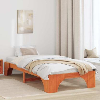 Bed Frame Wax Brown 100 x 200 cm Solid Pine Wood