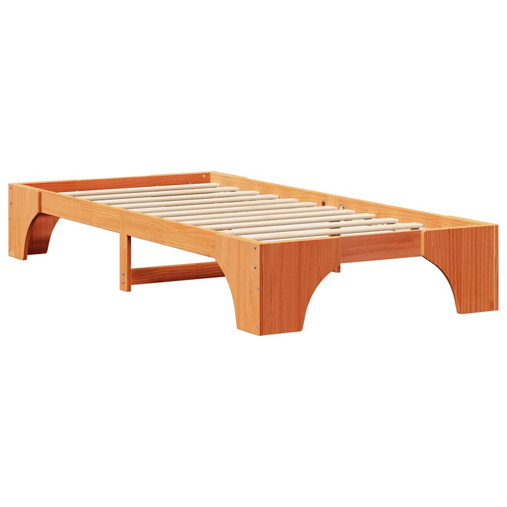 Bed Frame Wax Brown 100 x 200 cm Solid Pine Wood