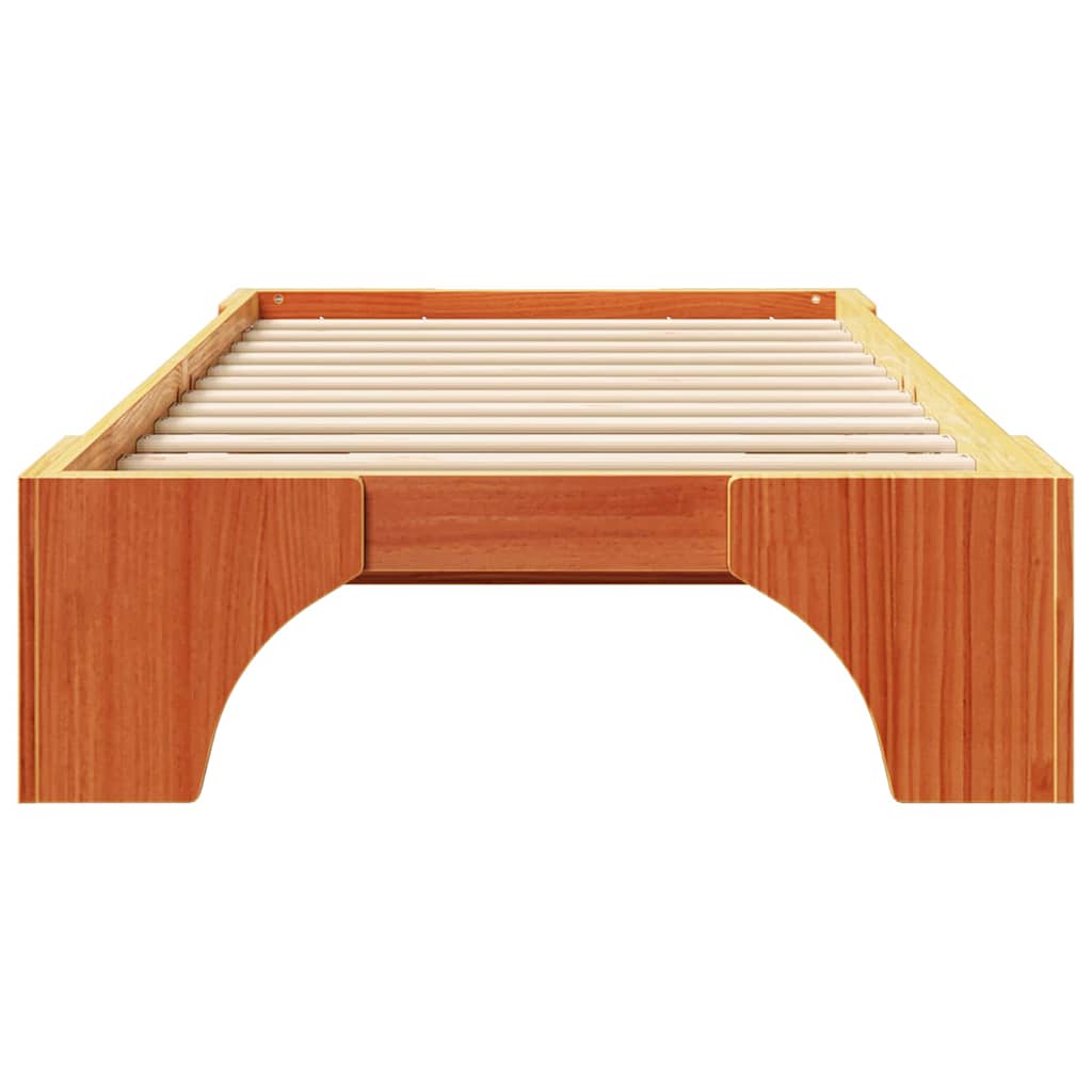 Bed Frame Wax Brown 100 x 200 cm Solid Pine Wood