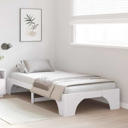 Bed Frame White 90 x 200 cm Solid Pine Wood