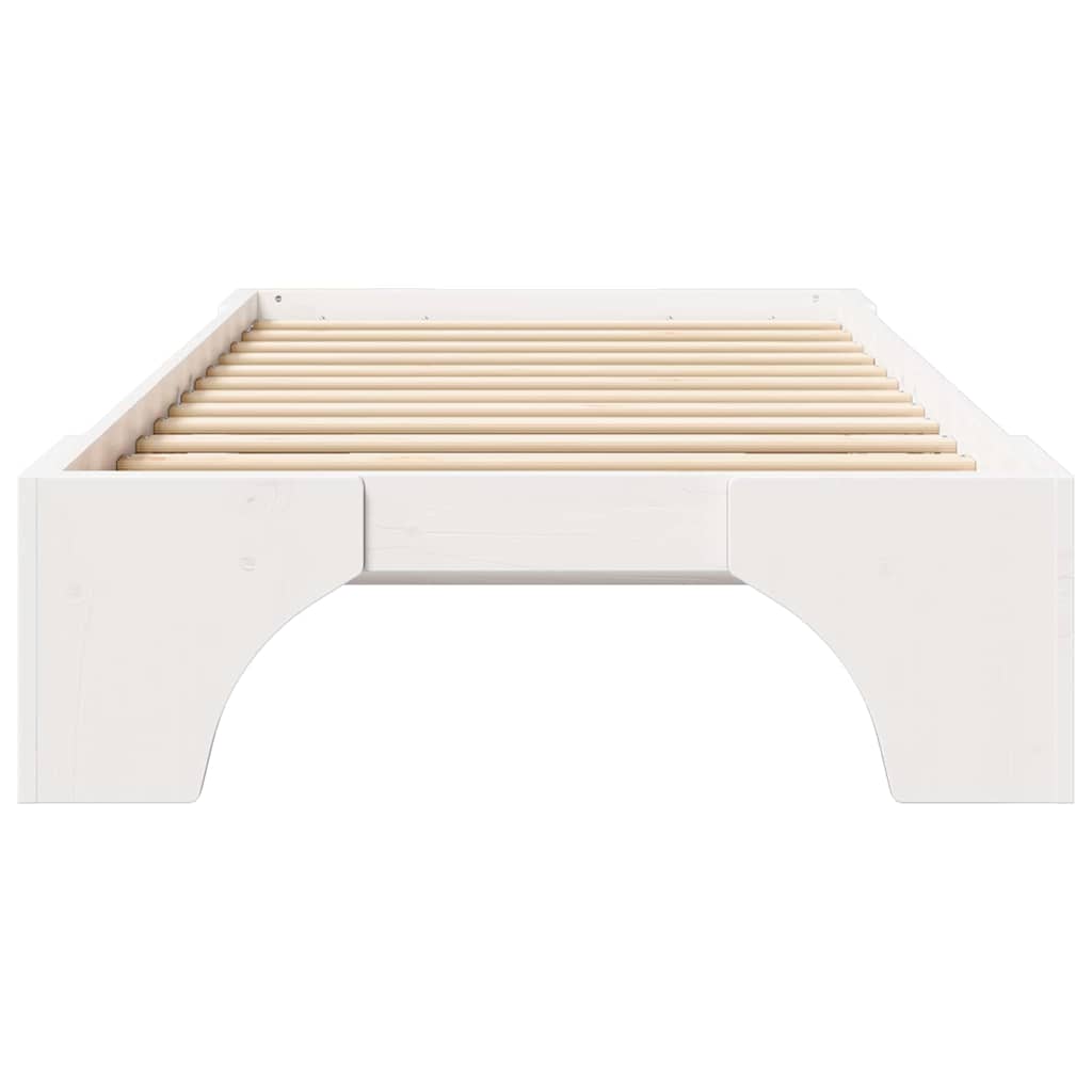 Bed Frame White 90 x 200 cm Solid Pine Wood