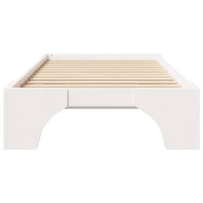 Bed Frame White 90 x 200 cm Solid Pine Wood
