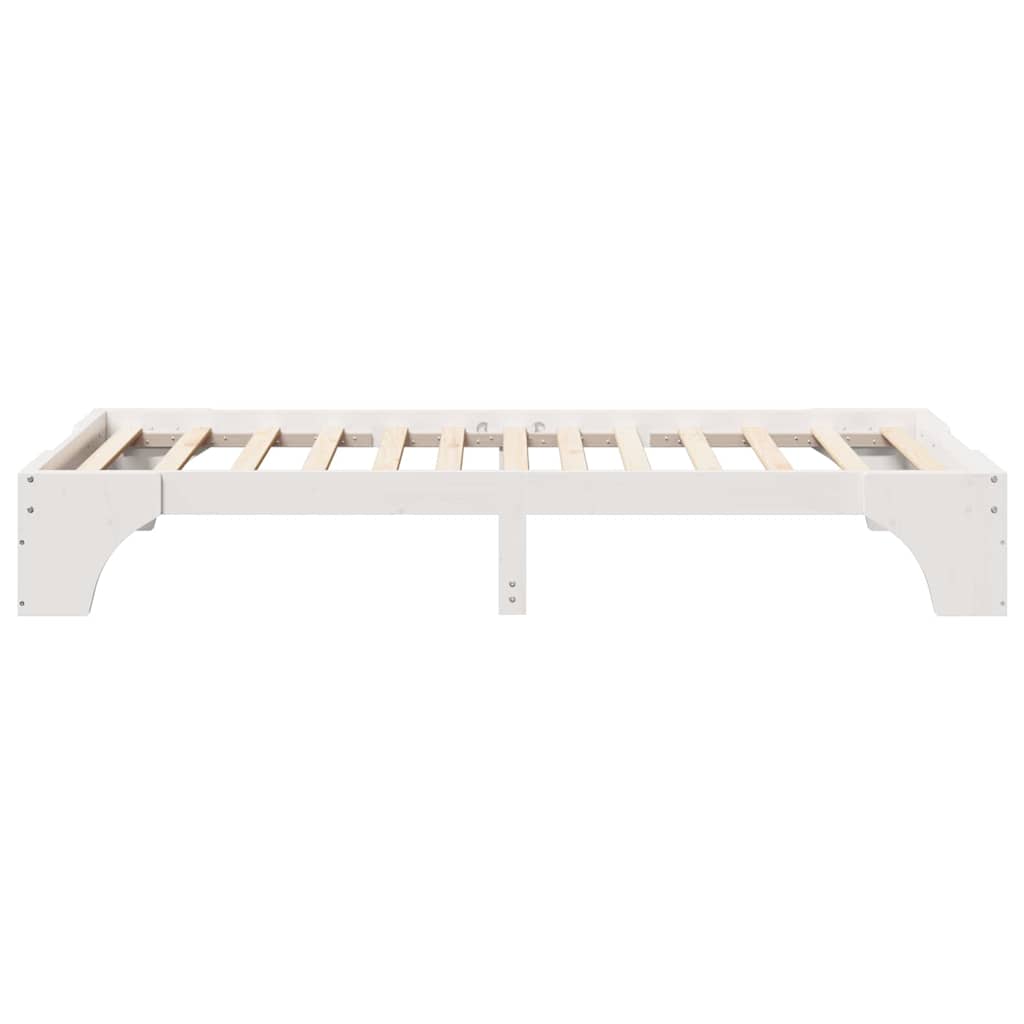 Bed Frame White 90 x 200 cm Solid Pine Wood