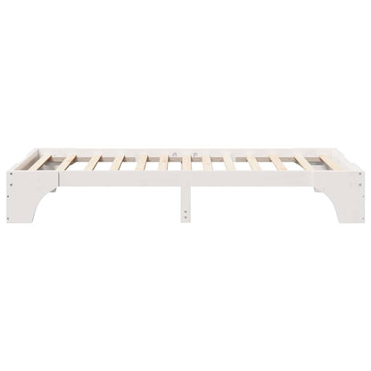 Bed Frame White 90 x 200 cm Solid Pine Wood
