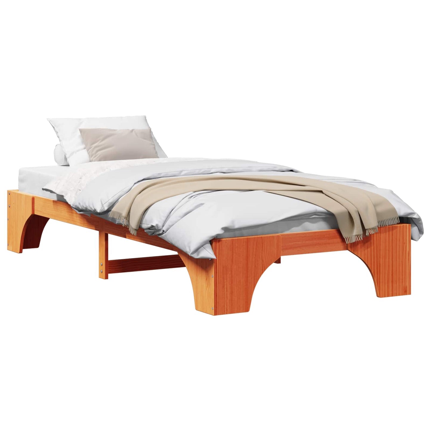Bed Frame Wax Brown 90 x 200 cm Solid Pine Wood