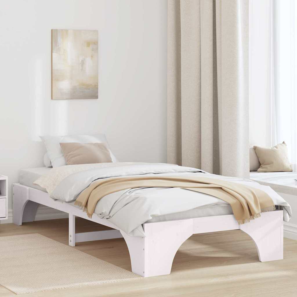 Bed Frame White 90 x 190 cm Solid Pine Wood