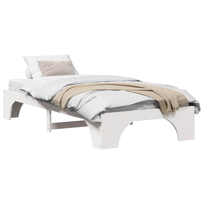 Bed Frame White 90 x 190 cm Solid Pine Wood