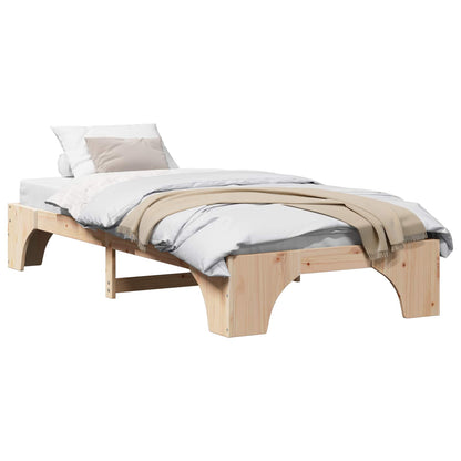 Bed Frame Natural 75 x 190 cm Solid Pine Wood