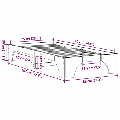 Bed Frame Natural 75 x 190 cm Solid Pine Wood