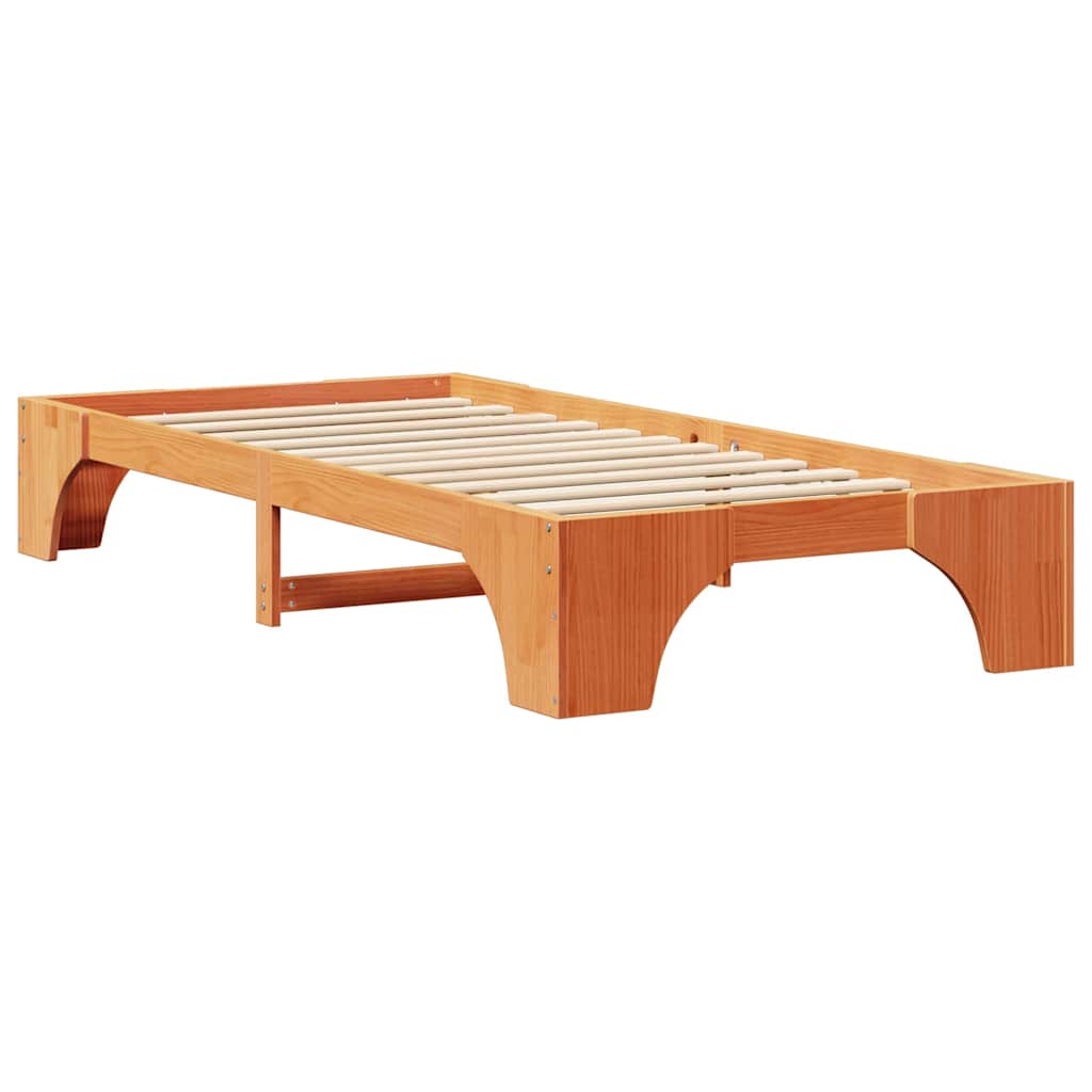 Bed Frame Wax Brown 75 x 190 cm Solid Pine Wood