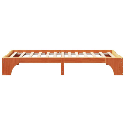 Bed Frame Wax Brown 75 x 190 cm Solid Pine Wood