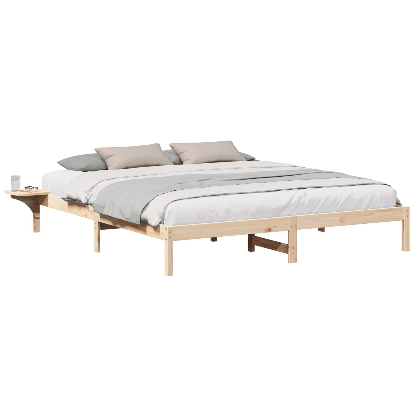 Bed Frame Natural 200 x 200 cm Solid Pine Wood