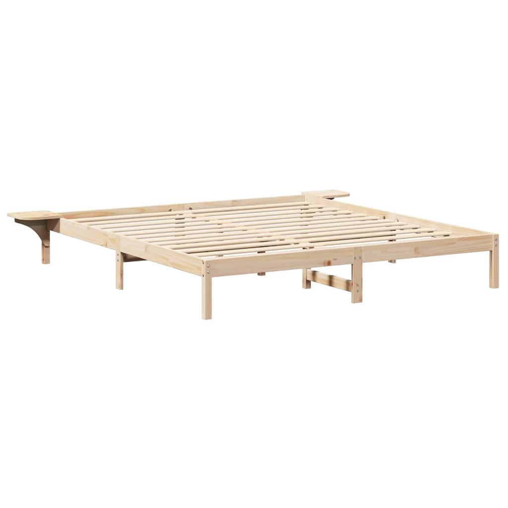 Bed Frame Natural 200 x 200 cm Solid Pine Wood