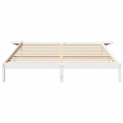Bed Frame White 200 x 200 cm Solid Pine Wood