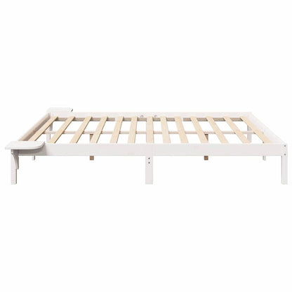 Bed Frame White 200 x 200 cm Solid Pine Wood