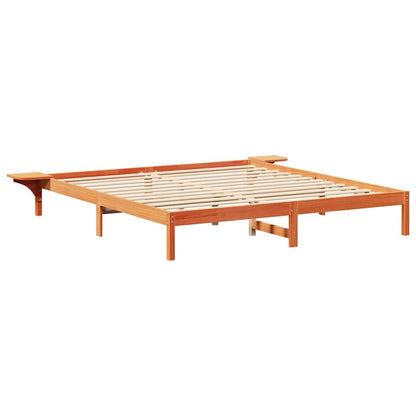 Bed Frame Wax Brown 200 x 200 cm Solid Pine Wood