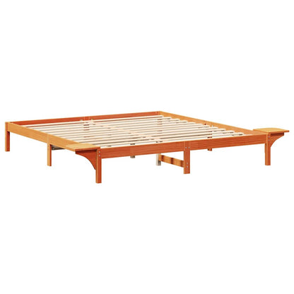 Bed Frame Wax Brown 200 x 200 cm Solid Pine Wood