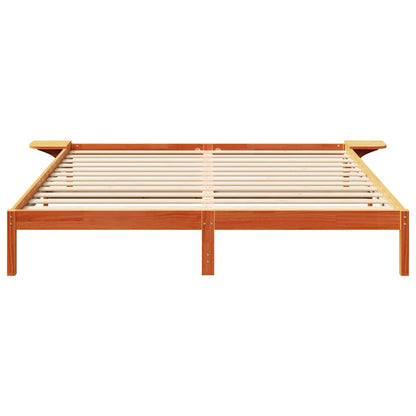 Bed Frame Wax Brown 200 x 200 cm Solid Pine Wood