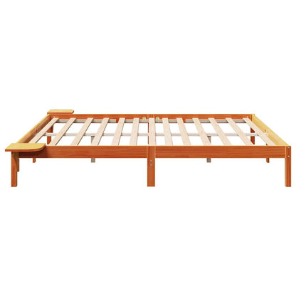 Bed Frame Wax Brown 200 x 200 cm Solid Pine Wood