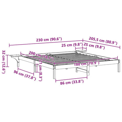 Bed Frame White 180 x 200 cm Solid Pine Wood