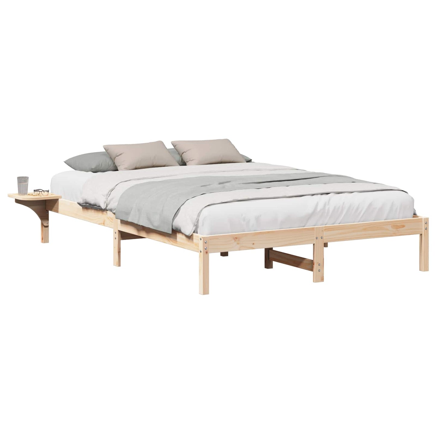 Bed Frame Natural 160 x 200 cm Solid Pine Wood