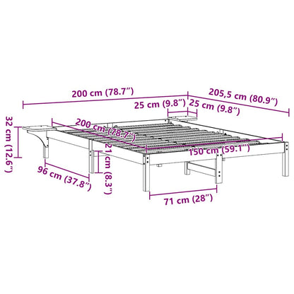 Bed Frame Natural 150 x 200 cm Solid Pine Wood