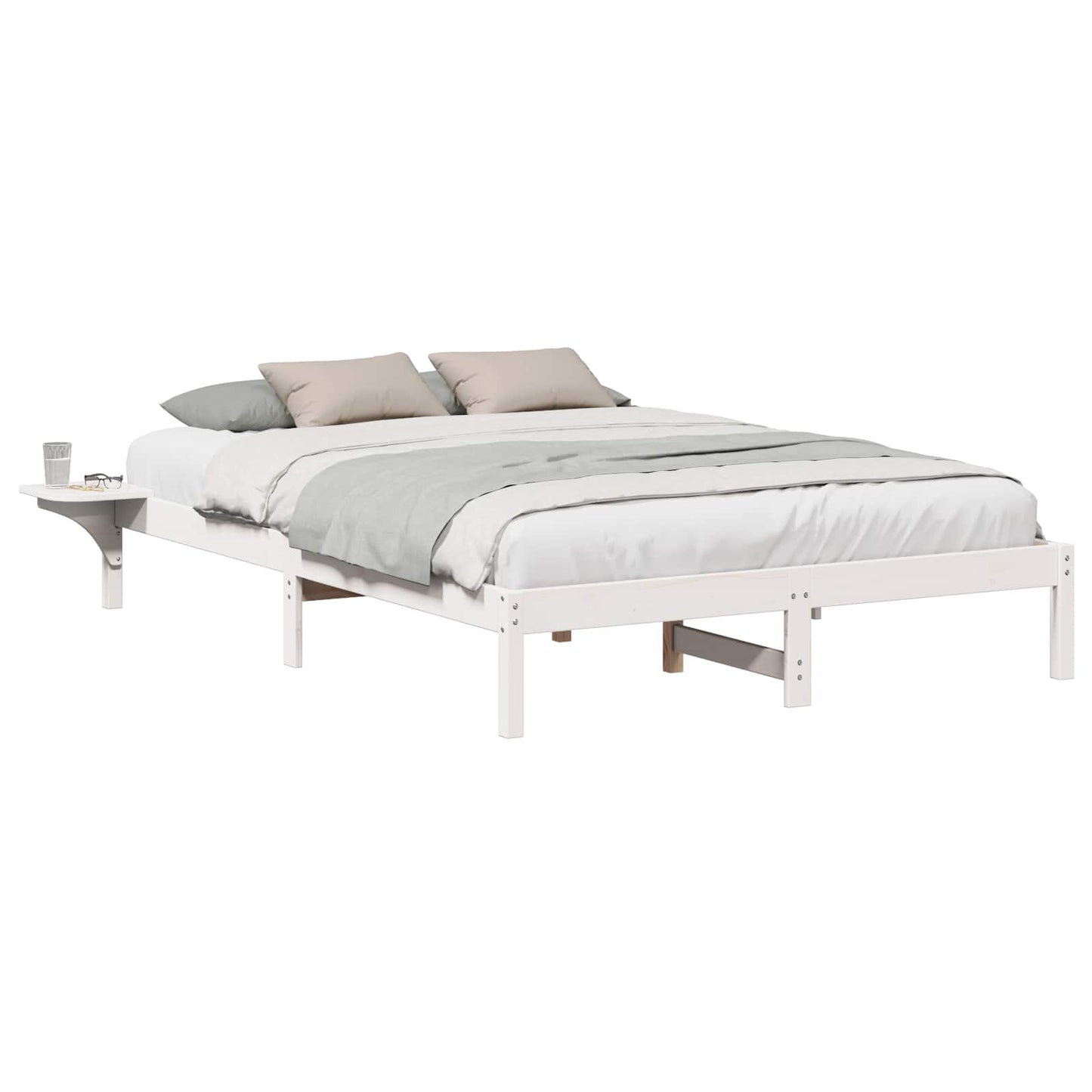 Bed Frame White 150 x 200 cm Solid Pine Wood