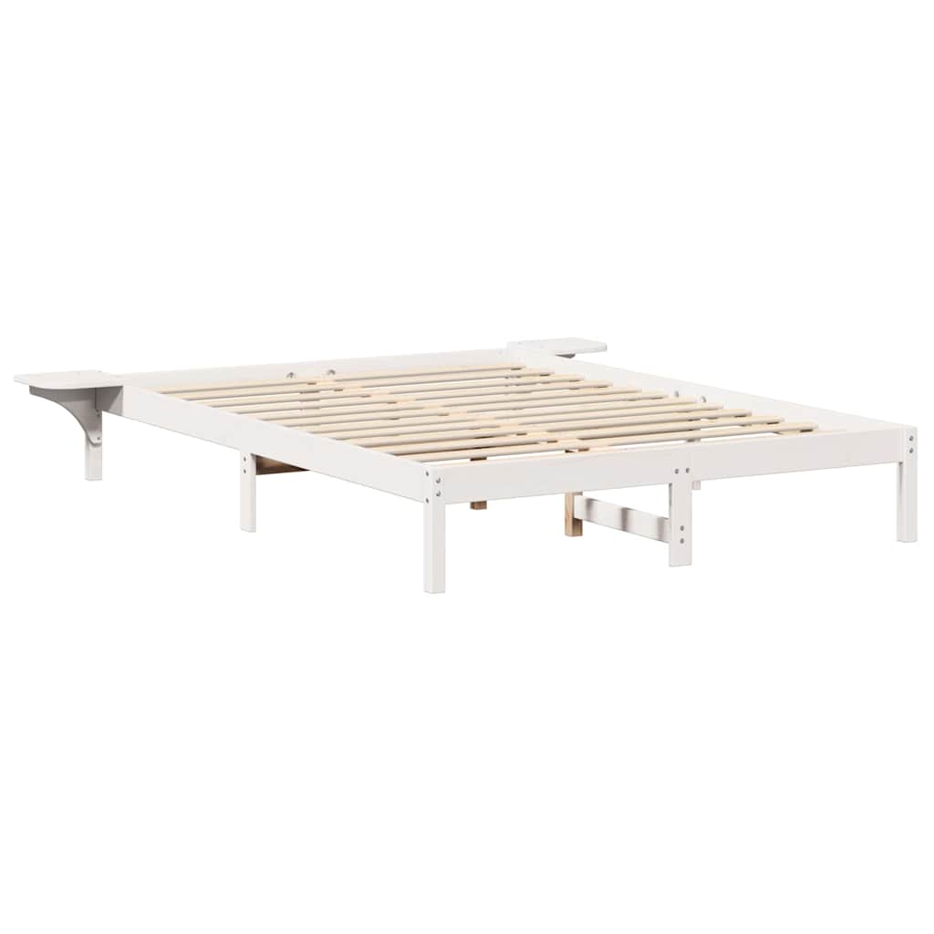 Bed Frame White 140 x 200 cm Solid Pine Wood