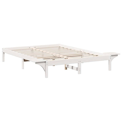Bed Frame White 140 x 200 cm Solid Pine Wood