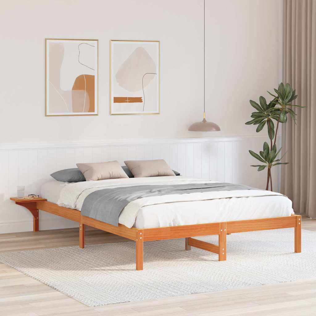 Bed Frame Wax Brown 140 x 200 cm Solid Pine Wood