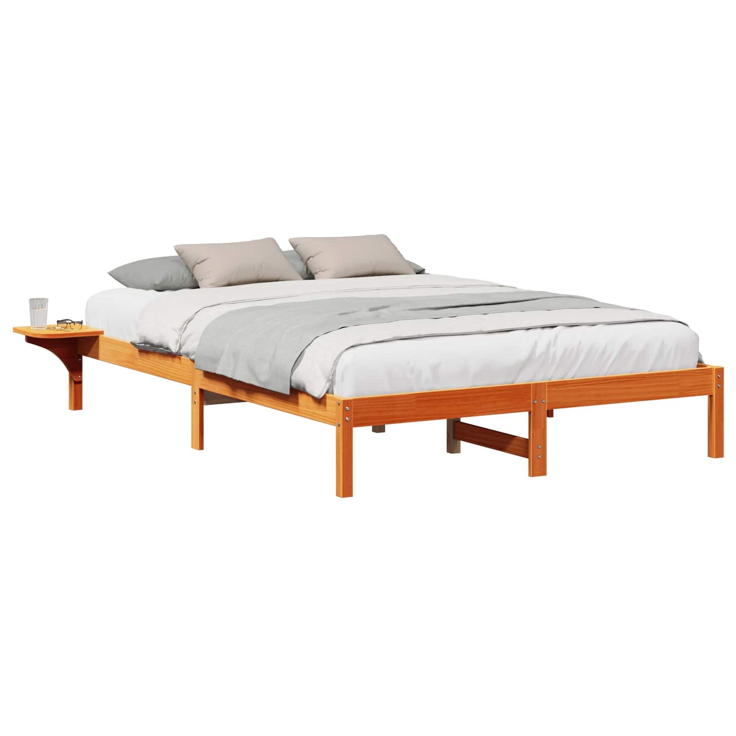 Bed Frame Wax Brown 140 x 200 cm Solid Pine Wood