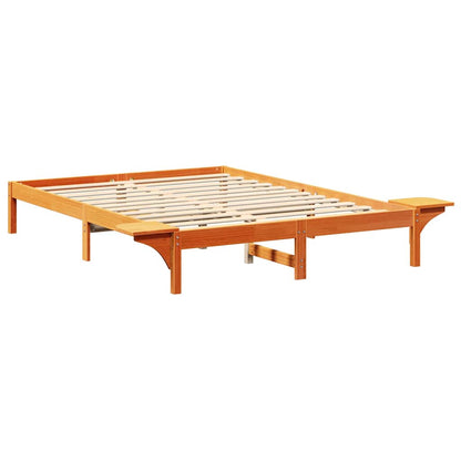 Bed Frame Wax Brown 140 x 200 cm Solid Pine Wood