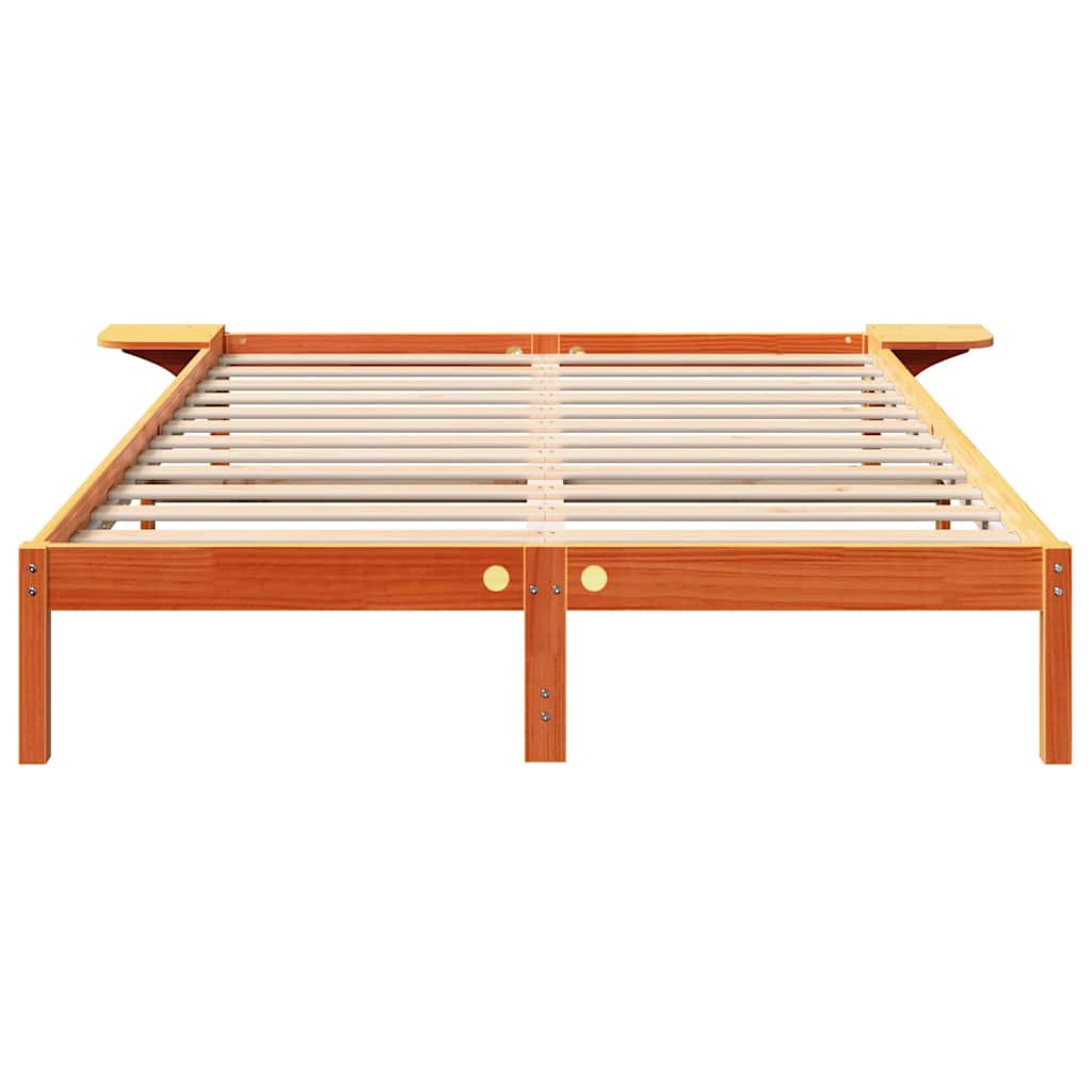 Bed Frame Wax Brown 140 x 200 cm Solid Pine Wood