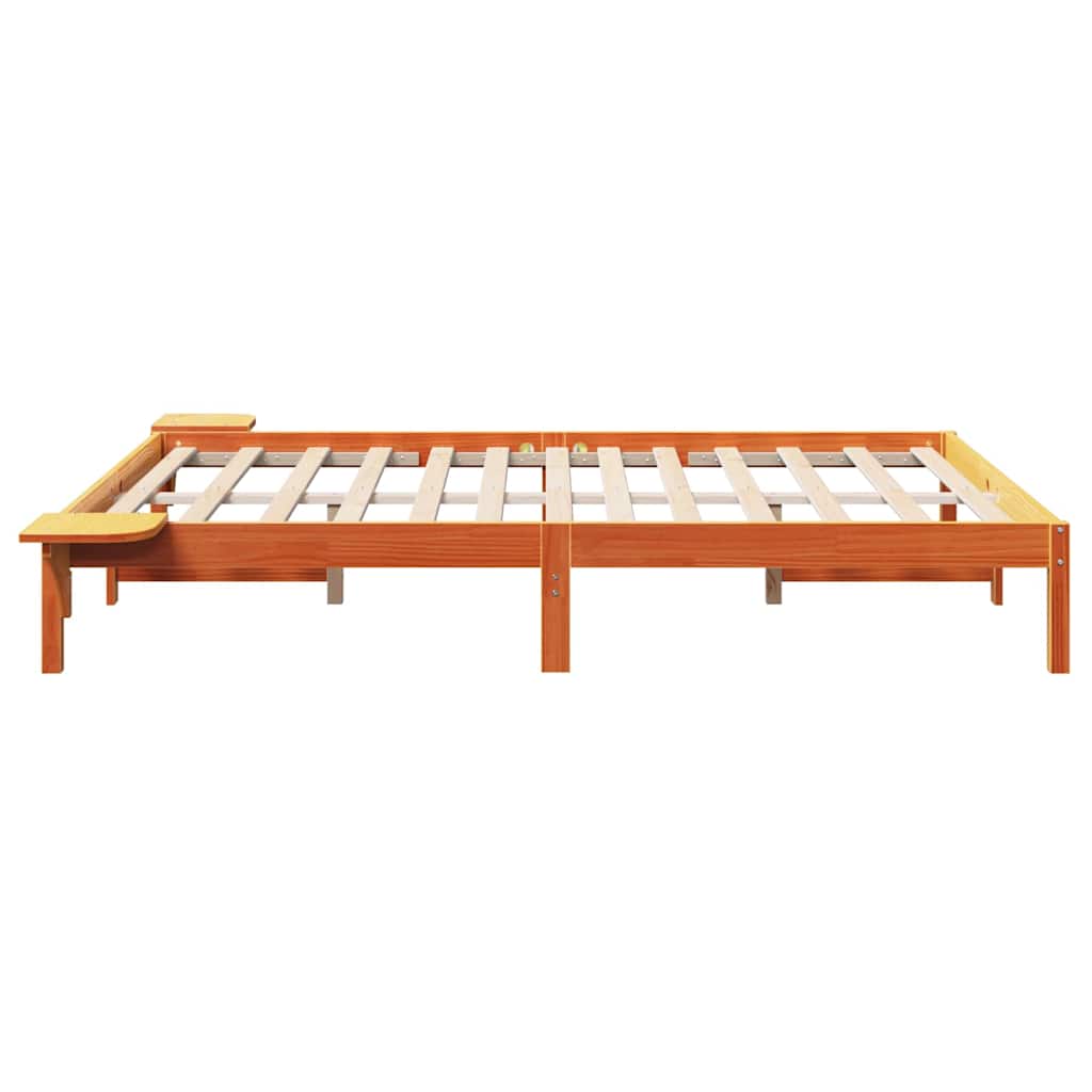 Bed Frame Wax Brown 140 x 200 cm Solid Pine Wood