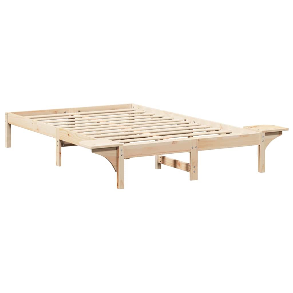 Bed Frame Natural 140 x 190 cm Solid Pine Wood