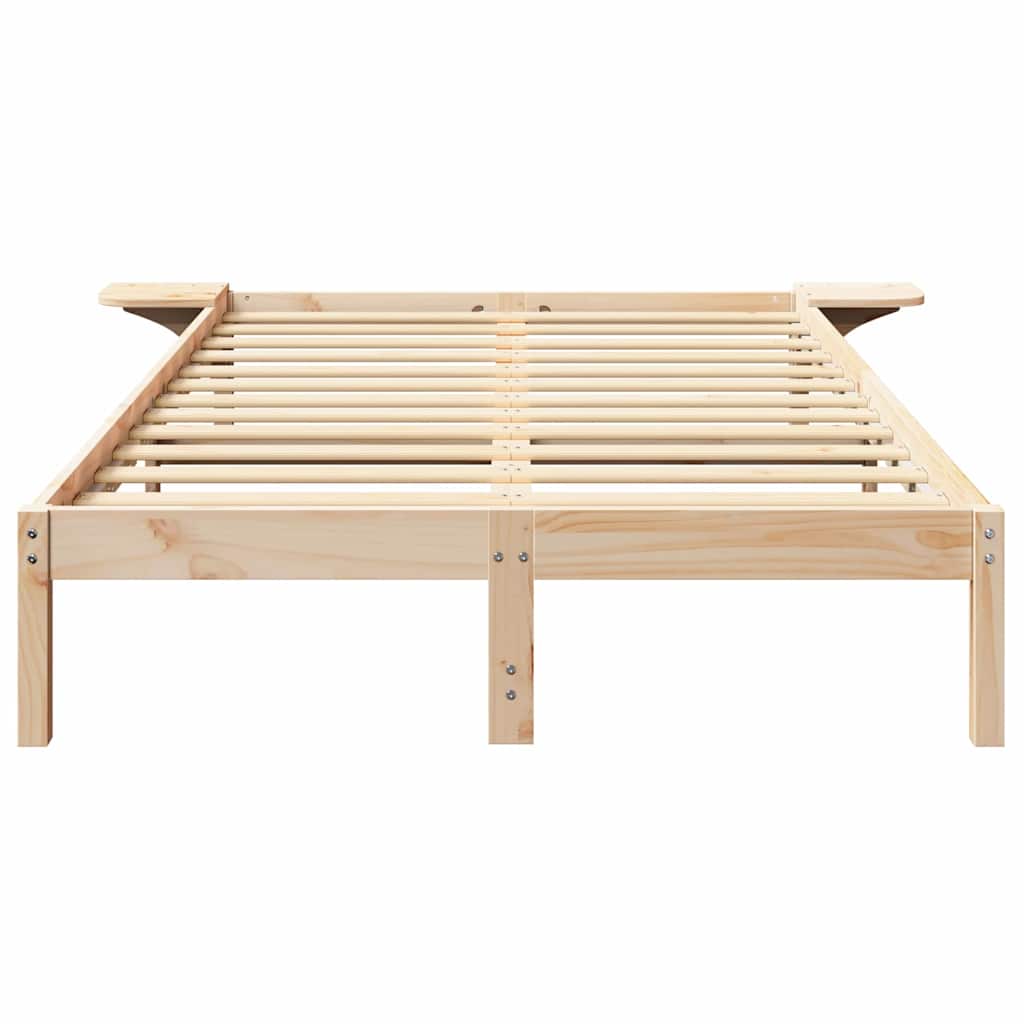 Bed Frame Natural 140 x 190 cm Solid Pine Wood