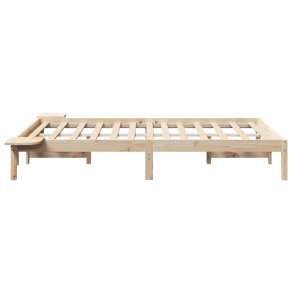 Bed Frame Natural 140 x 190 cm Solid Pine Wood